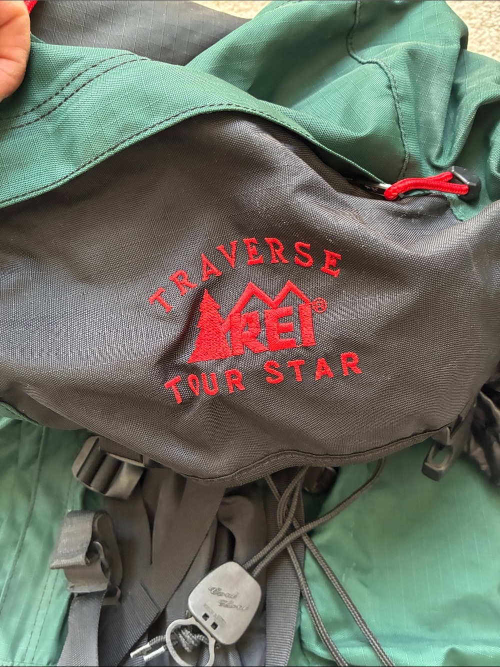 Green and Black Travel Backpack with Red Accents - TOUR STAR - Picture 2 of 4